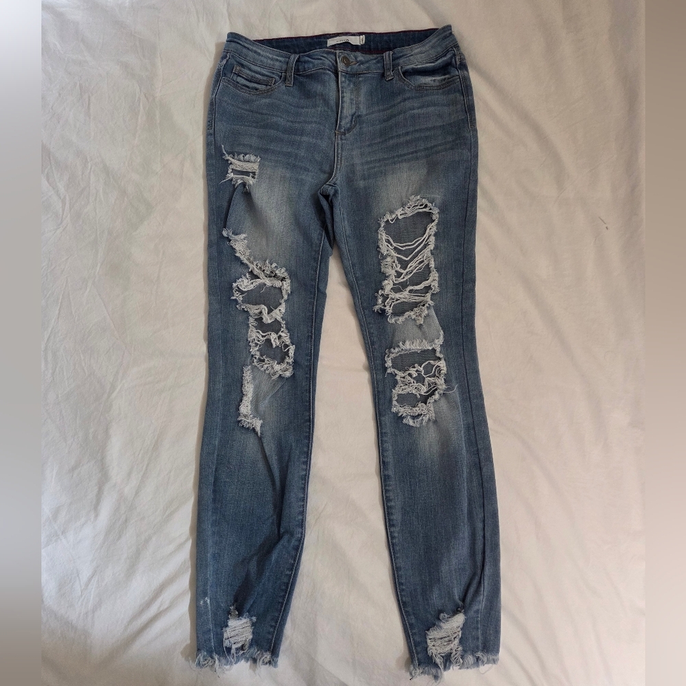 CELLO Light Blue Denim Distressed Skinny Jeans Size 9